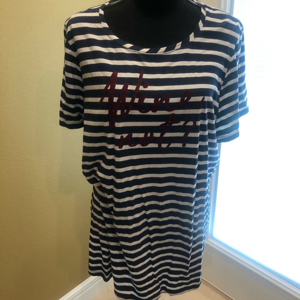 Wine not tee- navy white striped